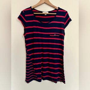 Navy and Red Striped Short Sleeve Top
